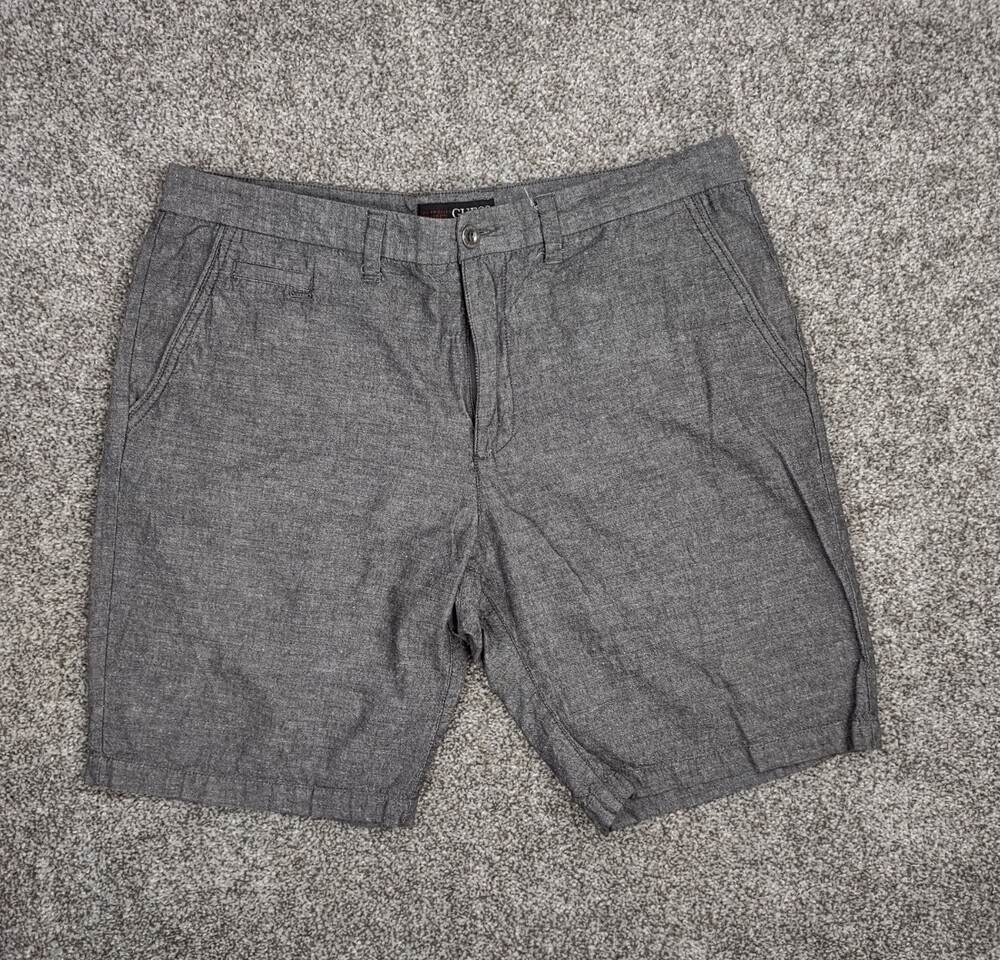 Guess Shorts Men 36 Gray Cotton Chambray Comfort Casual Knock Around Chino